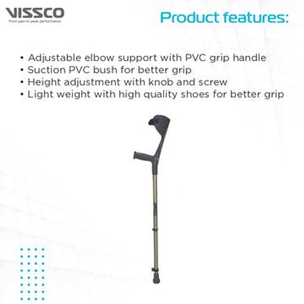 Champ Max Elbow Crutch (Fixed Handle) for Physically Challenged | Light Weight & Adjustable Height