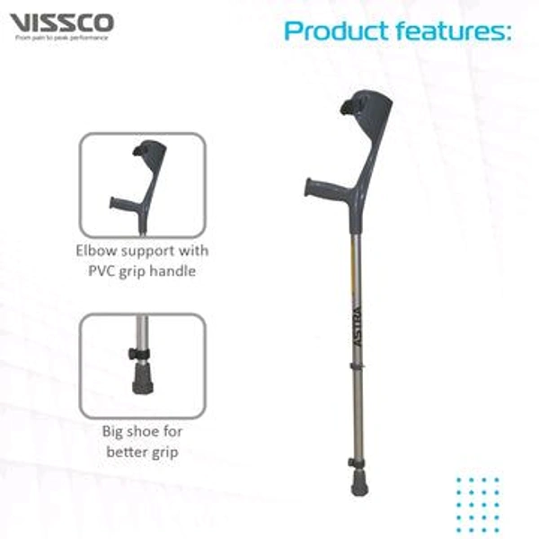 Champ Max Elbow Crutch (Fixed Handle) for Physically Challenged | Light Weight & Adjustable Height