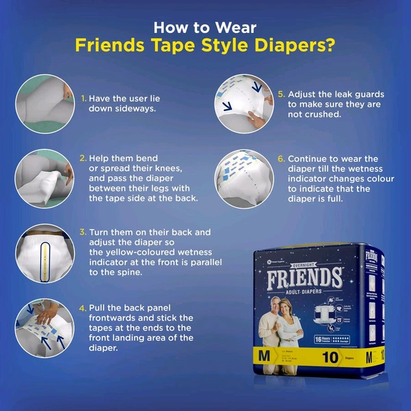 Adult DiapersFriends Overnight Adult Diapers - 10, Medium