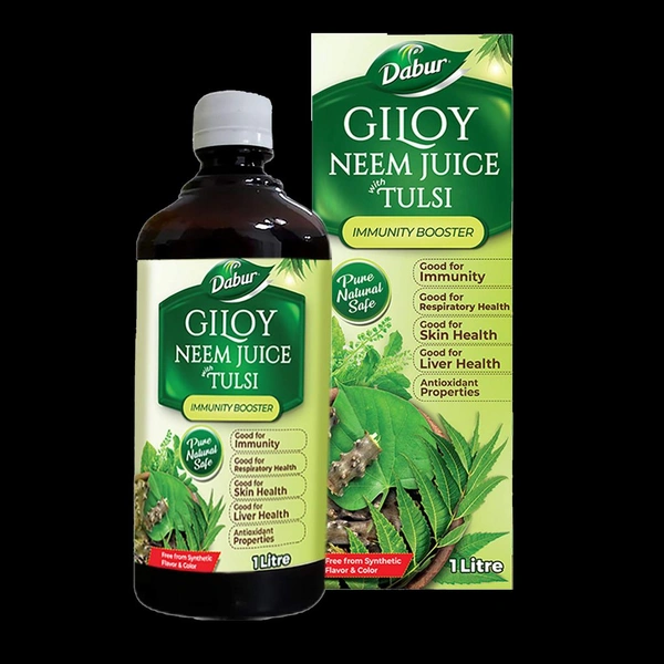 Dabur Giloy Neem Tulsi Juice for Immunity, Respiratory, Skin & Liver Health - 1Ltr.