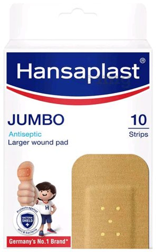 Hansaplast Jumbo Antiseptic Larger Wound Pad - 10 Strips