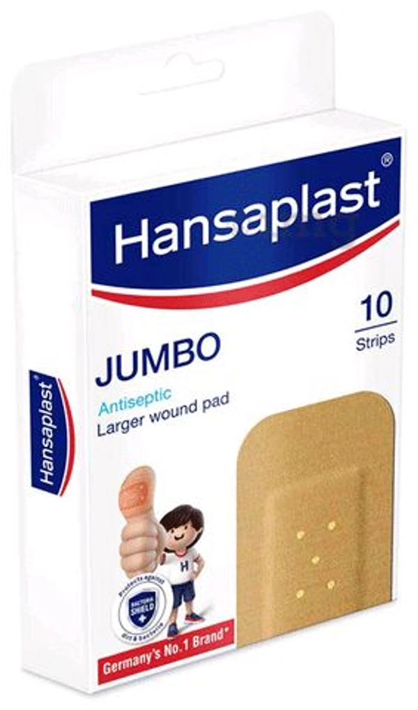 Hansaplast Jumbo Antiseptic Larger Wound Pad - 10 Strips