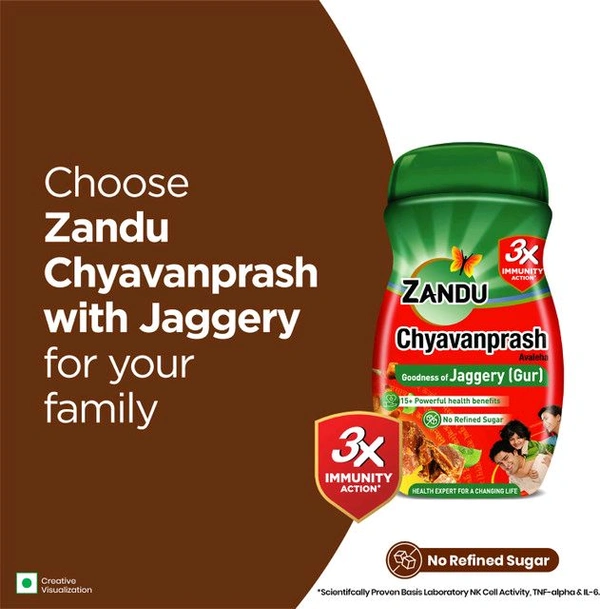 Zandu Chyavanprash Jaggery (Gur) 910 g | No Refined Sugar | Goodness of Jaggery (910 g) - 900gm