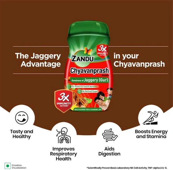 Zandu Chyavanprash Jaggery (Gur) 910 g | No Refined Sugar | Goodness of Jaggery (910 g) - 900gm