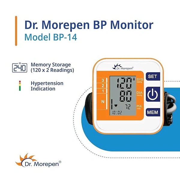 Dr. Morepen Arm Blood Pressure Monitor Model Bp 14, Multicolor