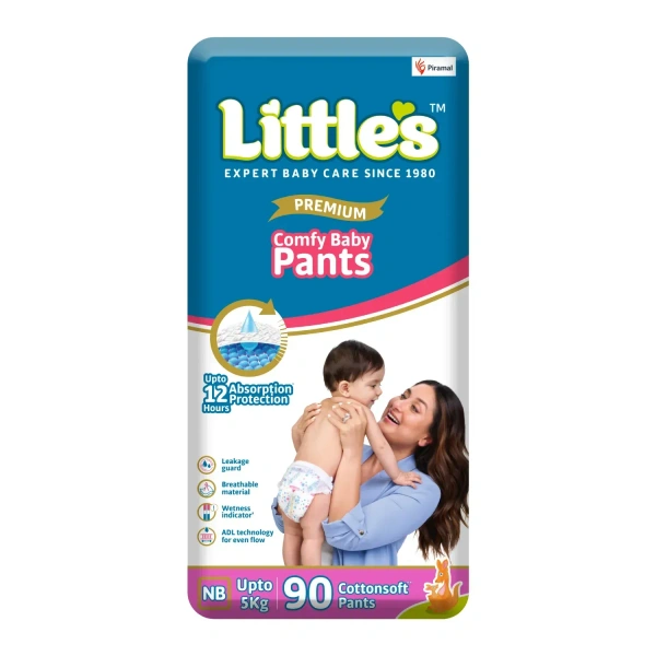 Little's Little's Comfy Baby Pants | Baby Diaper | Cotton Soft Pants - 90 Units, New Born