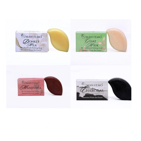 All In One Pack Of 4 Bathing Soap Bar - 80gm*4 | Charcoal|Manjistha|Goat Milk|Donkey Milk 