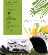 MAN FEMO Charcoal Bathing Soap |Acne Prevention, Blackhead Removal | Artificial Color-Free, Cruelty-Free, Glutan-Free Bathing Soap Bar - 80gm*3 (Pack of 3)