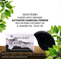 MAN FEMO Charcoal Bathing Soap |Acne Prevention, Blackhead Removal | Artificial Color-Free, Cruelty-Free, Glutan-Free Bathing Soap Bar - 80gm*3 (Pack of 3)