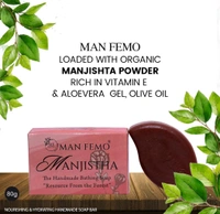 MAN FEMO Manjistha Face And Body Soap | Natural Skin Brightener| Moisturising And Acne Management Bathing Soap Bar - 80gm*2 (Pack of 2)