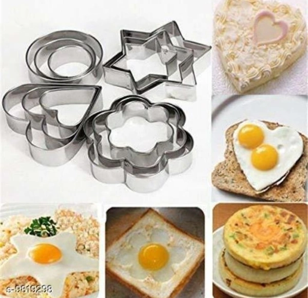 Cookie Cutter Stainless Steel Cookie Cutter with 4Shape, 12 PiecesName: Cookie Cutter Stainless Steel Cookie Cutter with 4Shape, 12 PiecesMaterial: Stainless SteelNet Quantity (N): Pack Of 1