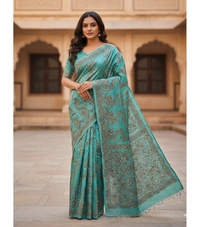 SKU0965 : Elegant Pure Tussar Saree | Kantha Stitch | Paddma Kantha - Kantha Stitch, Dry Wash Only, Yes