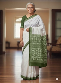 SKU1034 : Mulmul Cotton Saree, Lightweight saree - Hand Wash, No
