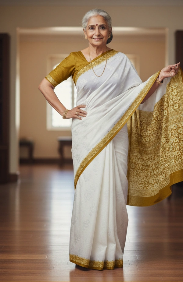 SKU1033 : Mulmul Cotton Saree, Lightweight saree - Hand Wash, No