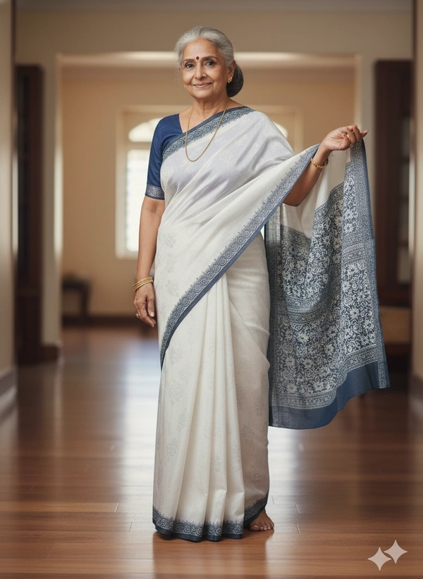 SKU1035 : Mulmul Cotton Saree, Lightweight saree - Hand Wash, No