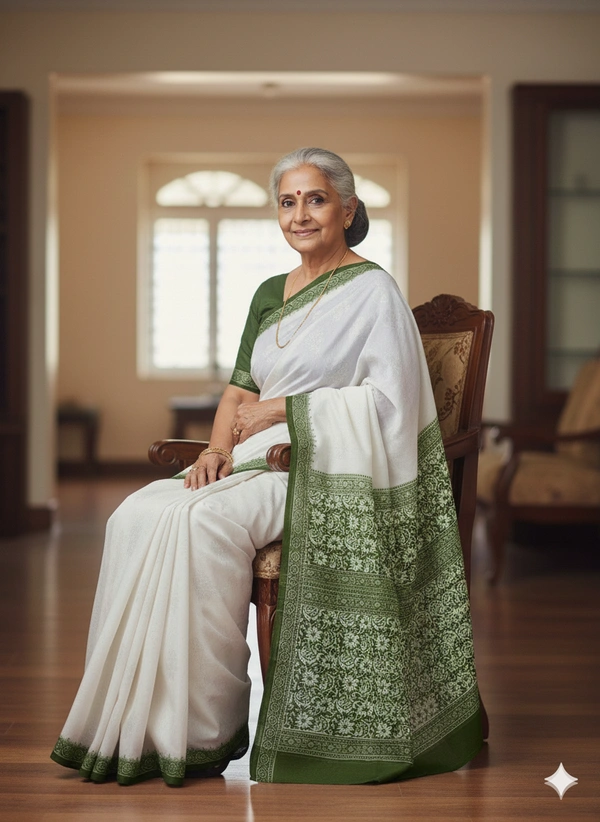 SKU1034 : Mulmul Cotton Saree, Lightweight saree - Hand Wash, No