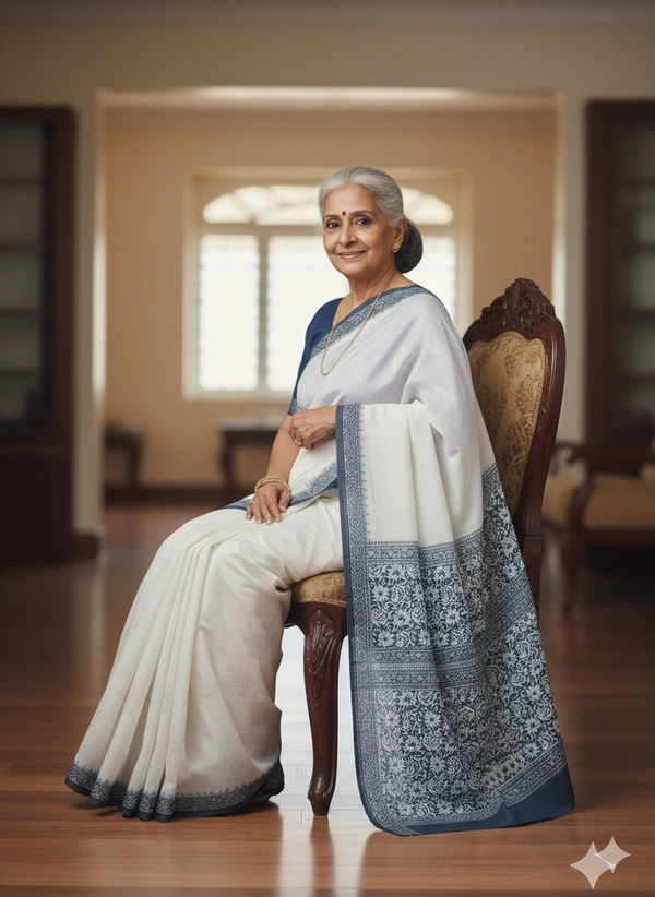 SKU1035 : Mulmul Cotton Saree, Lightweight saree - Hand Wash, No