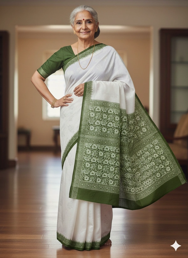 SKU1034 : Mulmul Cotton Saree, Lightweight saree - Hand Wash, No