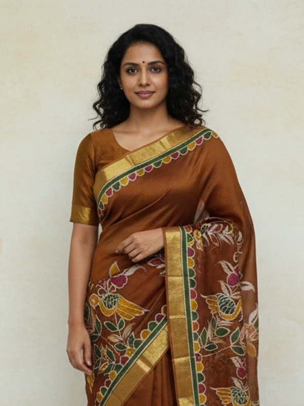 SKU0907 : Pure Silk | Chanderi Silk – Hand Batik Bengal Traditional  - Dry Clean Only, Yes