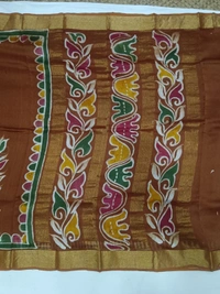 SKU0907 : Pure Silk | Chanderi Silk – Hand Batik Bengal Traditional  - Dry Clean Only, Yes
