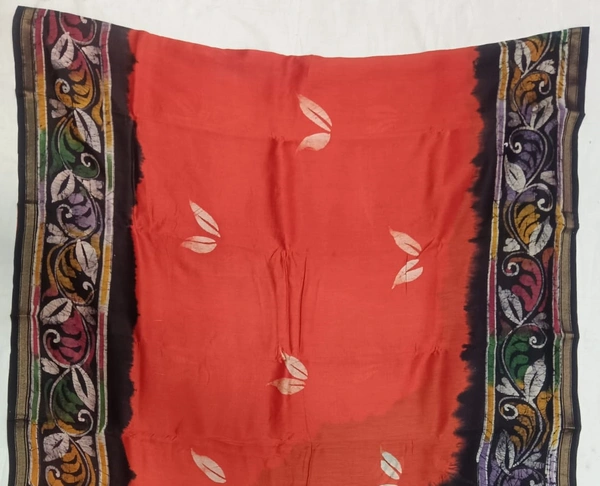 SKU0908 : Pure Silk | Chanderi Silk – Hand Batik Bengal Traditional  - Dry Clean Only, Yes