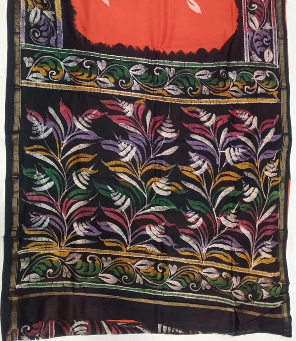 SKU0908 : Pure Silk | Chanderi Silk – Hand Batik Bengal Traditional  - Dry Clean Only, Yes