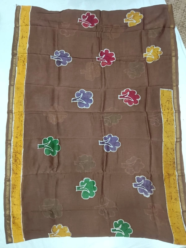 SKU0909 : Pure Silk | Chanderi Silk – Hand Batik Bengal Traditional  - Dry Clean Only, Yes