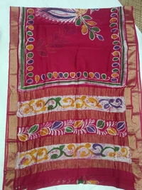 SKU0910 : Pure Silk | Chanderi Silk – Hand Batik Bengal Traditional - Dry Clean Only, Yes