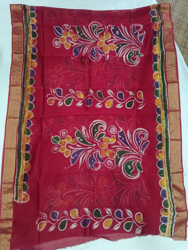 SKU0912 : Pure Silk | Chanderi Silk – Hand Batik Bengal Traditional - Dry Clean Only, Yes