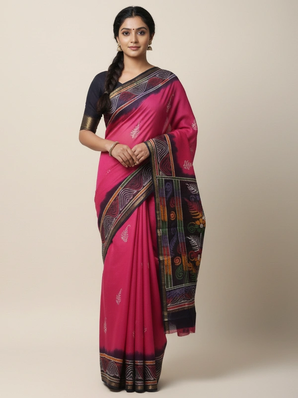 SKU0913 : Pure Silk | Chanderi Silk – Hand Batik Bengal Traditional - Dry Clean Only, Yes