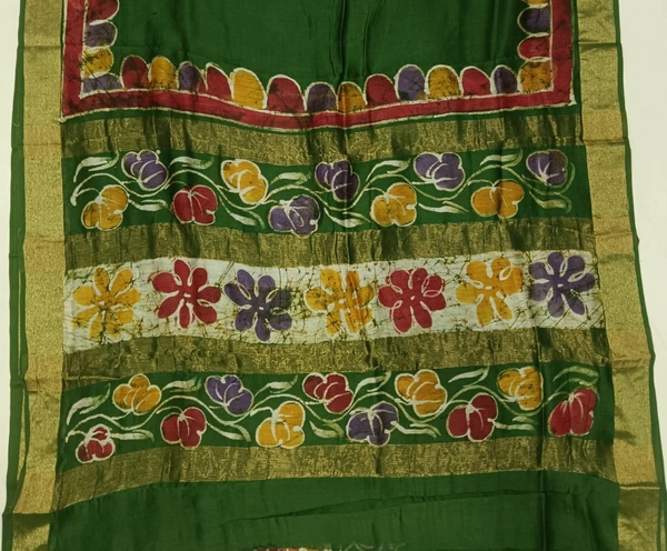 SKU0914 : Pure Silk | Chanderi Silk – Hand Batik Bengal Traditional - Dry Clean Only, Yes
