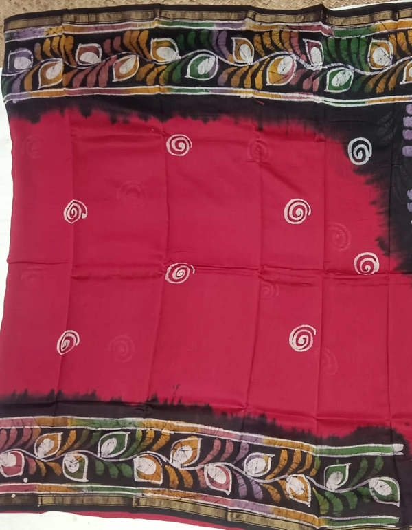 SKU0916 : Pure Silk | Chanderi Silk – Hand Batik Bengal Traditional - Dry Clean Only, Yes