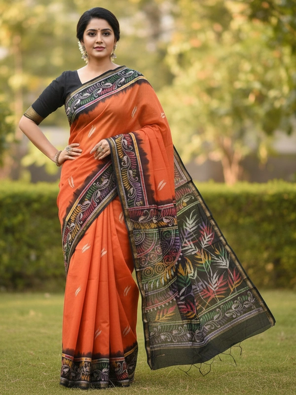 SKU0917 : Pure Silk | Chanderi Silk – Hand Batik Bengal Traditional - Dry Clean Only, Yes