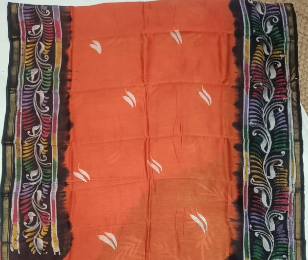 SKU0917 : Pure Silk | Chanderi Silk – Hand Batik Bengal Traditional - Dry Clean Only, Yes