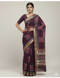 SKU0918 : Pure Silk | Chanderi Silk – Hand Batik Bengal Traditional - Dry Clean Only, Yes