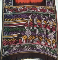 SKU0919 : Pure Silk | Chanderi Silk – Hand Batik Bengal Traditional - Dry Clean Only, Yes