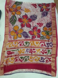 SKU0959 : Pure Silk | Chanderi Silk – Hand Batik Bengal Traditional - Dry Clean Only, Yes
