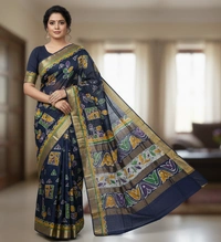 SKU0920 : Pure Silk | Chanderi Silk – Hand Batik Bengal Traditional - Dry Clean Only, Yes