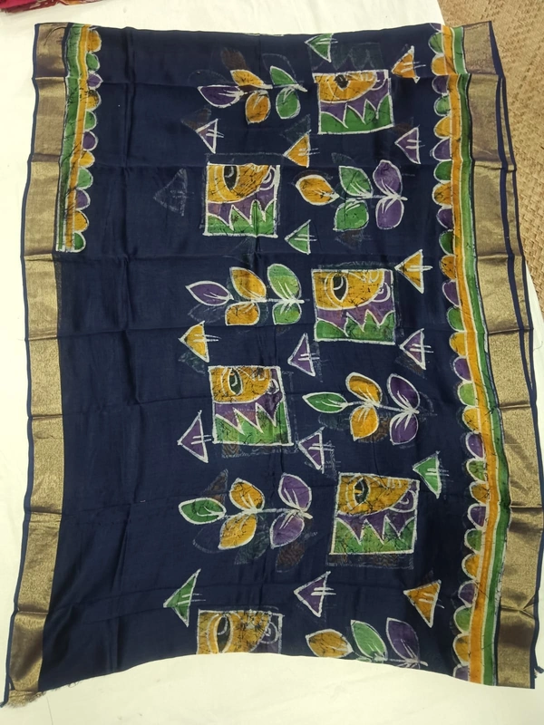 SKU0920 : Pure Silk | Chanderi Silk – Hand Batik Bengal Traditional - Dry Clean Only, Yes