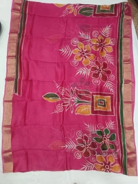 SKU0921 : Pure Silk | Chanderi Silk – Hand Batik Bengal Traditional - Dry Clean Only, Yes