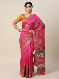 SKU0921 : Pure Silk | Chanderi Silk – Hand Batik Bengal Traditional - Dry Clean Only, Yes