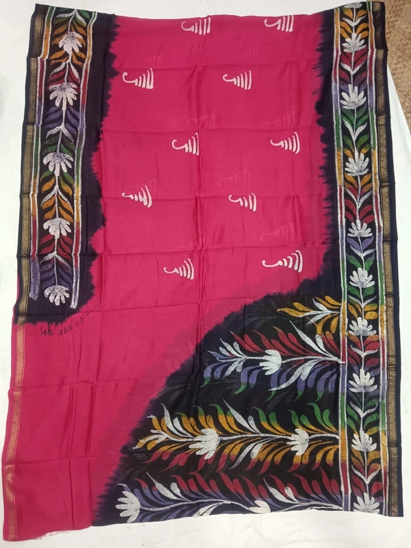 SKU0922 : Pure Silk | Chanderi Silk – Hand Batik Bengal Traditional - Dry Clean Only, Yes