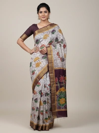 SKU0923 : Pure Silk | Chanderi Silk – Hand Batik Bengal Traditional - Dry Clean Only, Yes