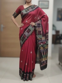 SKU0925 : Pure Silk | Chanderi Silk – Hand Batik Bengal Traditional - Dry Clean Only, Yes
