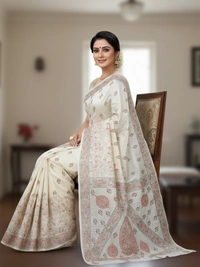 SKU0933 :  Elegant Pure Tussar Saree – Handwoven | Kantha Stitch - Kantha Stitch, Dry Clean Only, Yes