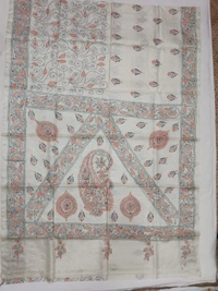 SKU0933 :  Elegant Pure Tussar Saree – Handwoven | Kantha Stitch - Kantha Stitch, Dry Clean Only, Yes