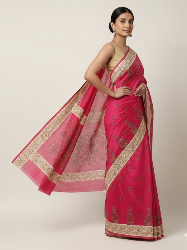 SKU0941 : Elegant Pure Silk Saree – Machine Woven | Embroidery - Dry Clean Only, Yes