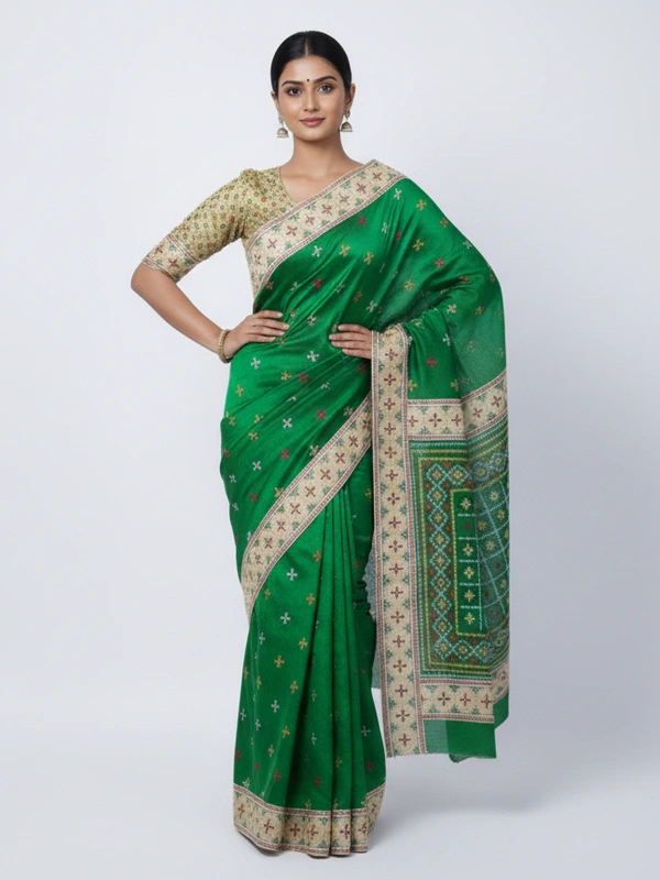 SKU0942 : Elegant Pure Silk Saree – Machine Woven | Embroidery - Dry Clean Only, Yes