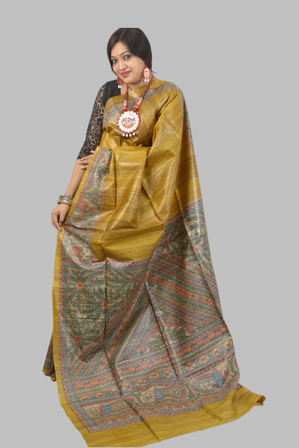SKU-0504, Pure Gicha->Hand Tant Weaving->With Blouse Piece - Normal Length 6.3 mtr Plus, Master, Plain / Solid, Dry Clean Only, Yes