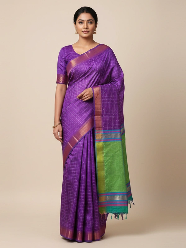 SKU0969 | Indian Soft Bishnupuri Katan Silk Saree | All body Dot Design | Premium Quality - Dry Wash Only, Yes